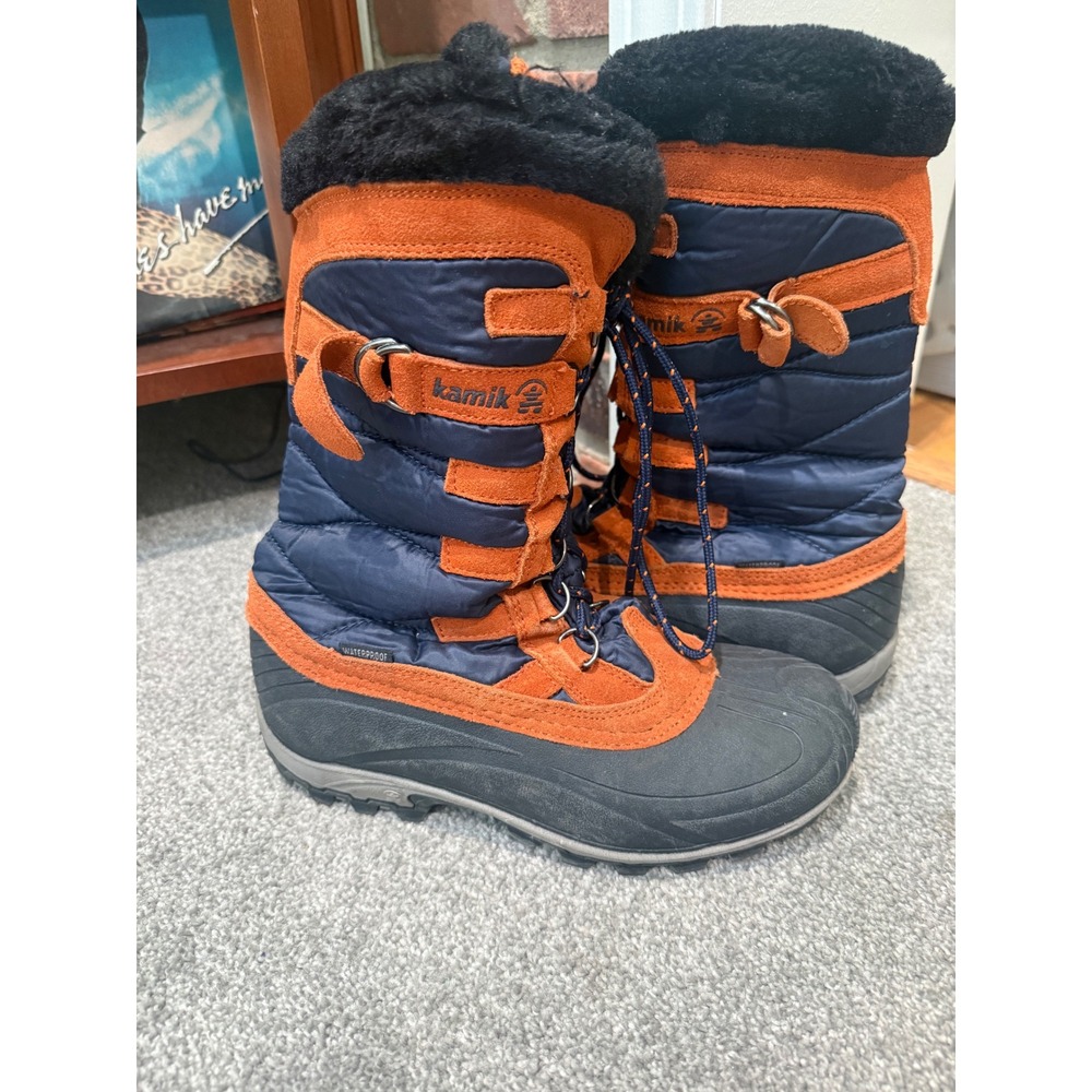 Kamik Snowvalley Navy Orange Waterproof Thinsulate Winter Boots Womens 7